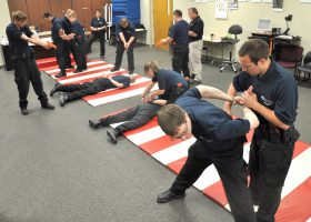 Hands-on scenario training is a central component of Law Enforcement Recruit Academy training. The next academy at Nicolet College will run from June 6 to Oct. 6.